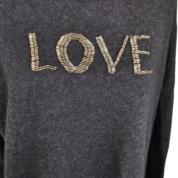 Clements Ribeiro POP Love Beaded Cashmere Wool Blend Dark Grey Sweater Sz XXXL - Picture 4 of 7